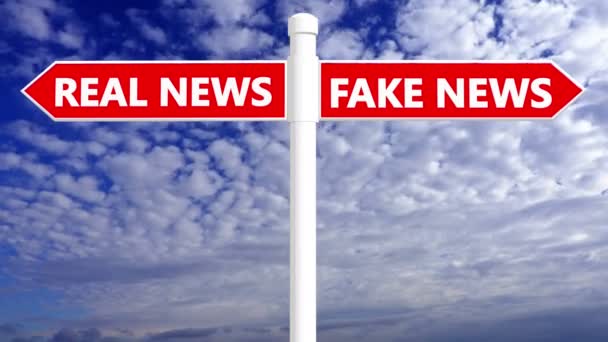 Signpost Real News Fake News Concept — Stock Video