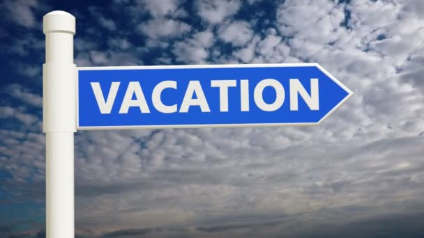 Panneau Signalisation Blanc Bleu Avec Concept Vacation — Video