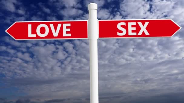 Signpost Cores Brancas Vermelhas Com Conceito Amor Sexo — Vídeo de Stock
