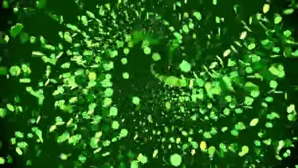 緑色の粒子のランダム回転スパイラル — ストック動画