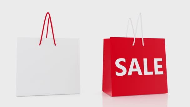 Sale Percent Concept White Red Shopping Bags — Stock Video