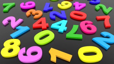 Siyah üzerine rastgele renkli sayılar