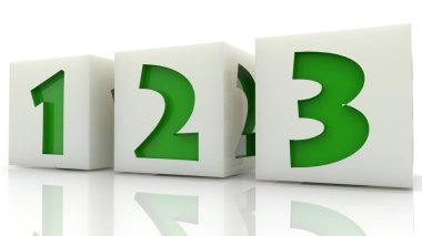 Beyaz küplere kazınmış bir, iki, üç sayı kavramı