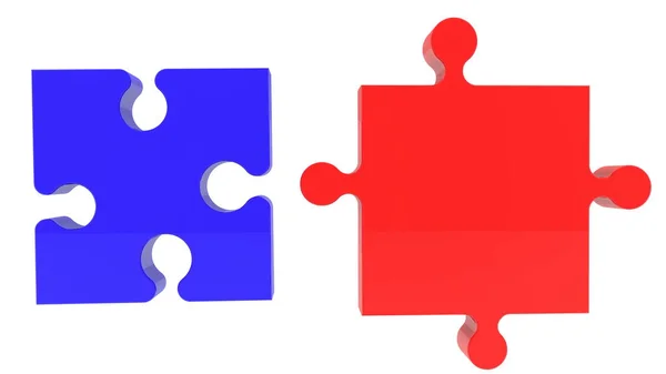 Puzzle Connection Concept Blue Red Colors — Stock Photo, Image