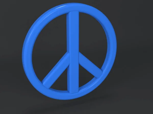 Blue Peace Sign Black Background — Stock Photo, Image