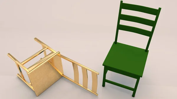 Koncept Dvou Židlí Zlatých Zelených Barvách — Stock fotografie