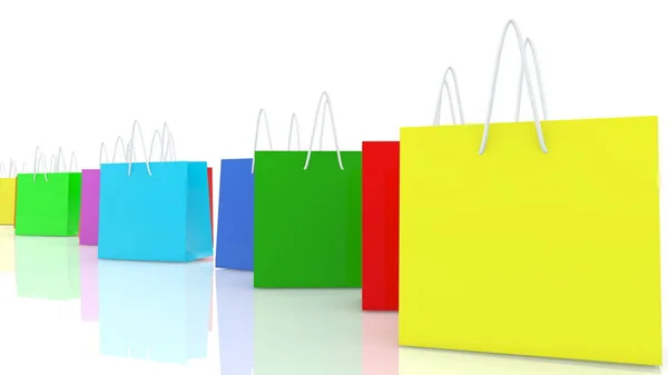 Casualmente Fila Colorate Shopping Bags — Foto Stock