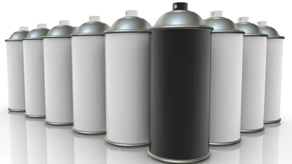 Tintas Aerossol Spray Cores Preto Branco — Fotografia de Stock