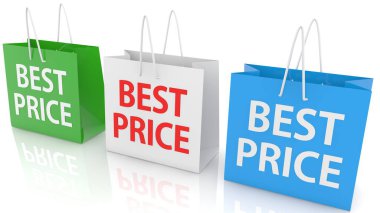 En İyi Fiyat konsepti olan alışveriş torbaları