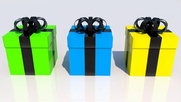 Tres Coloridas Cajas Regalo —  Fotos de Stock