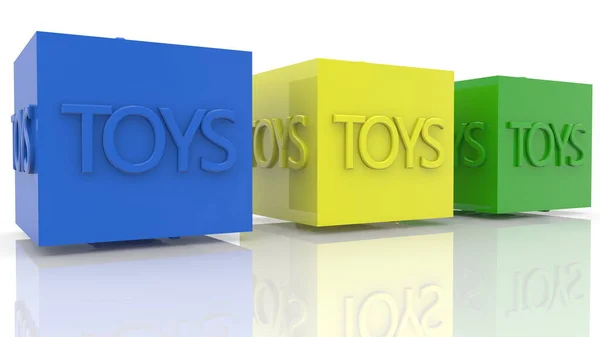 Três Cubos Coloridos Com Conceito Brinquedos — Fotografia de Stock