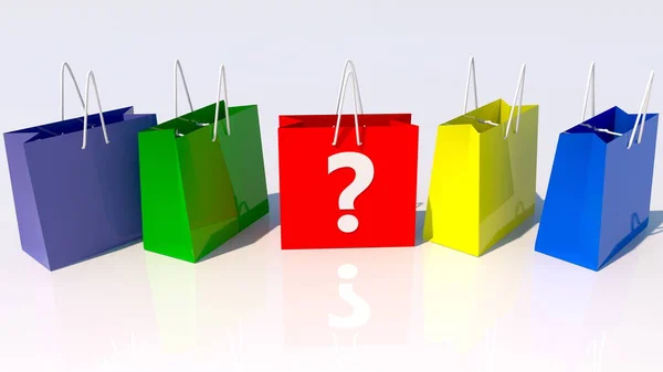 Einkaufstüten Mit Fragezeichen Konzept — Stockfoto