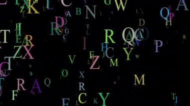 Değişen, uçup giden renkli harfler