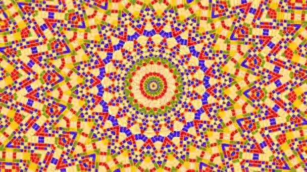 Abstract Kleurrijk Mozaïek Mandala Achtergrond — Stockvideo