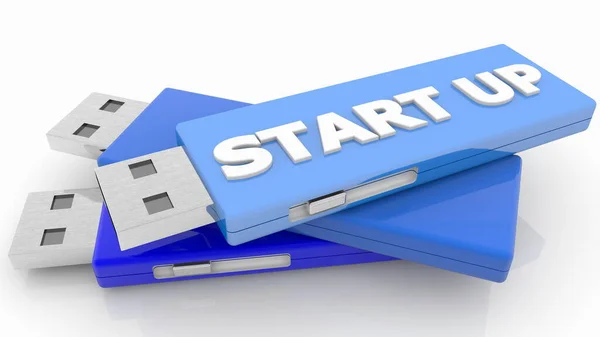 USB flash drive with start up concept