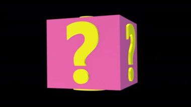 Soru işaretli renkli dönen küp