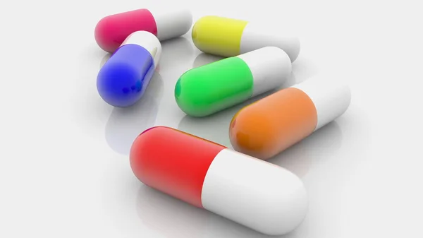 Concept Randomly Stacked Colorful Capsules White — Stock Photo, Image