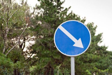 Yol işaretleri, yol işareti, yön ağaçlar, sürüş yol kuralları, bir arka plan üzerinde sürüş