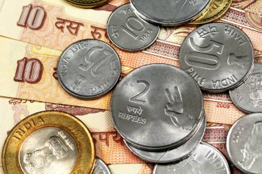 Görüntü Hindistan 10 Rupisi notları Hint paralar ile yakından