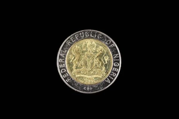 Una Imagen Cerca Una Moneda Bimetálica Nigeriana Naira Aislada Sobre —  Fotos de Stock