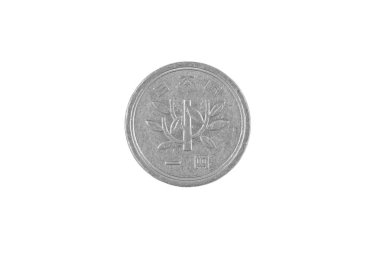 Beyaz bir arka plan üzerinde izole bir Japon bir yeni madalyonun bir super makro görüntü