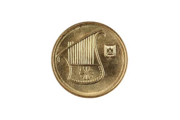 Супер Макро Образ Ізраїльських Половину Шекеля Монета Ізольовані Білий Фон — стокове фото