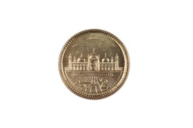 Beyaz bir arka plan üzerinde izole 2 Pakistan Rupisi madalyonun bir super makro görüntü