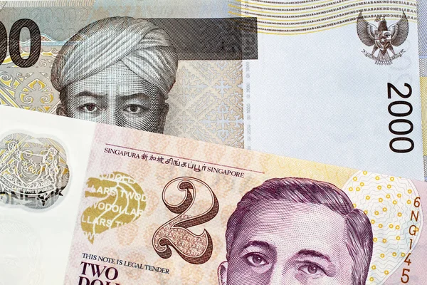 Zamknij Się Obraz 2000 Rupia Indonezyjska Banknotu Dwóch Uwaga Dolar — Zdjęcie stockowe