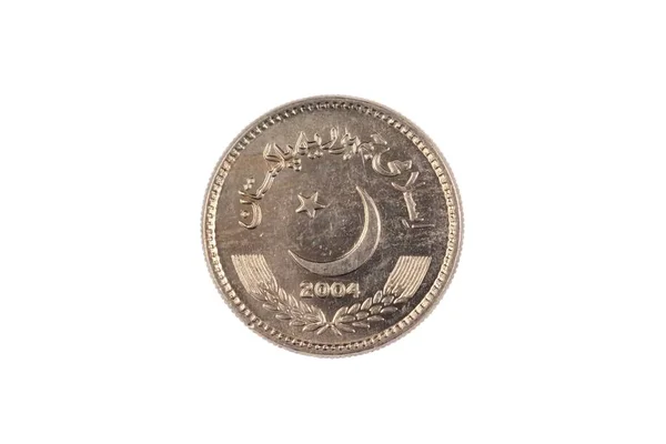 Супер Макро Изображение Монеты Пакистанских Рупий Белом Фоне — стоковое фото