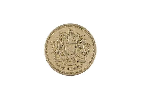 Близько Образ Сполучене Королівство Один Фунт Bimettalic Монети Ізольовані Чистим — стокове фото