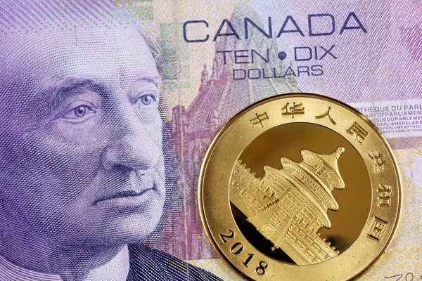 Een Close Beeld Van Een Canadese Tien Dollar Opmerking Met — Stockfoto