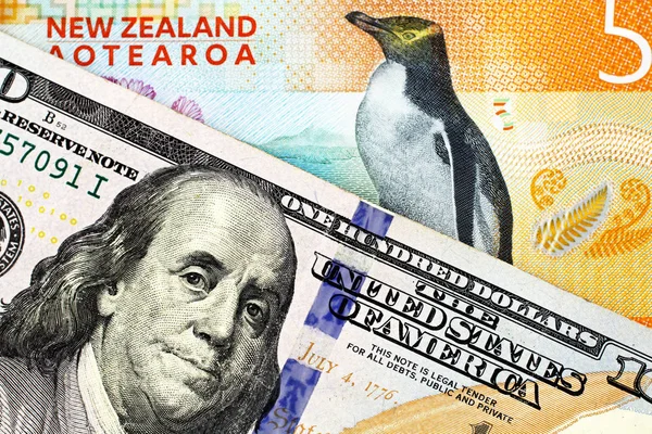 Eine Nahaufnahme Eines Orangefarbenen Fünf Dollar Scheins Aus Neuseeland Mit — Stockfoto