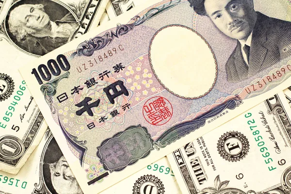 Ένα 1000 Ιαπωνικό Γιεν Τράπεζα Σημείωμα Κοντά Μακρο Αμερικανικά Χαρτονομίσματα — Φωτογραφία Αρχείου