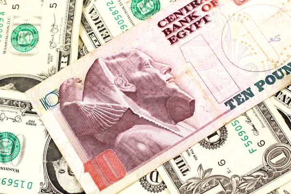 Makro Amerikan bir dolar banknotları ile Bir Mısır on pound banka notu yakın bir görüntü