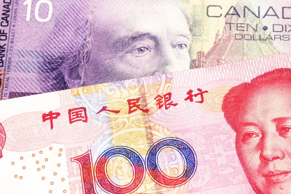 Крупним Планом Макрос Постріл Фіолетовий Десять Канадських Доларів Законопроект 100 — стокове фото