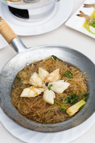 Crab Vermicelli Stainless Bowl Table — Stock Photo, Image