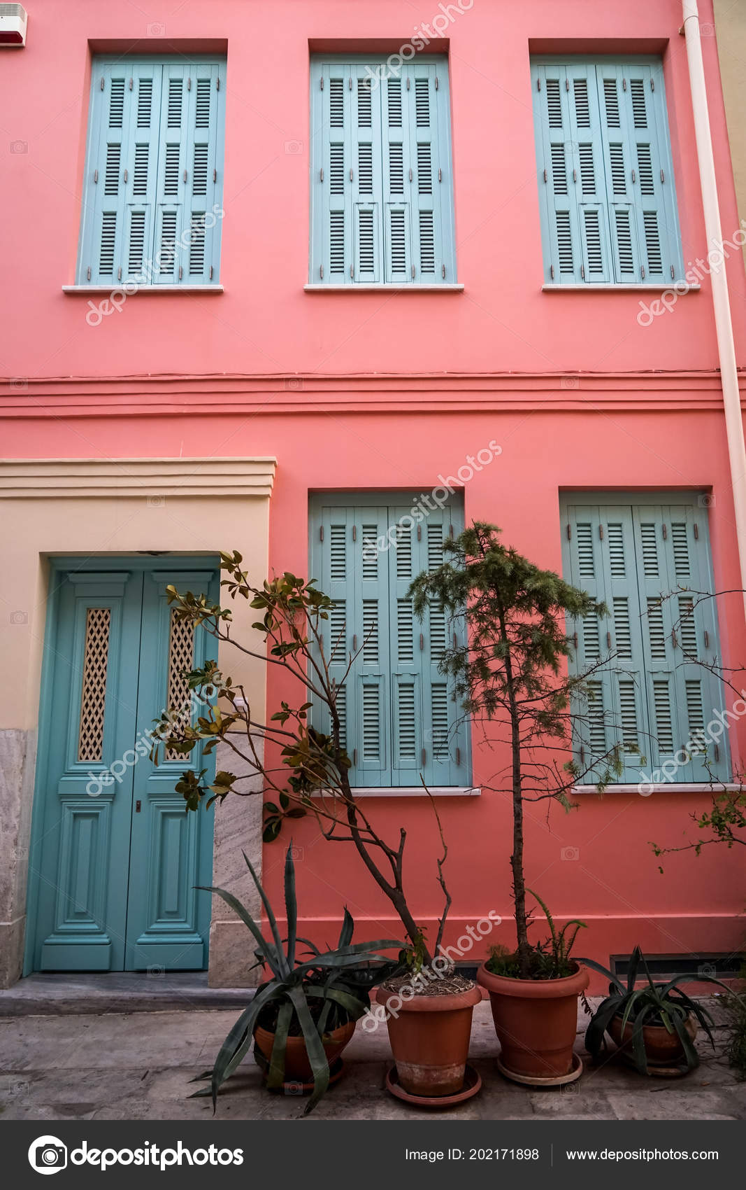 Scene Beautiful Urban Building Facade Background Pastel Pink