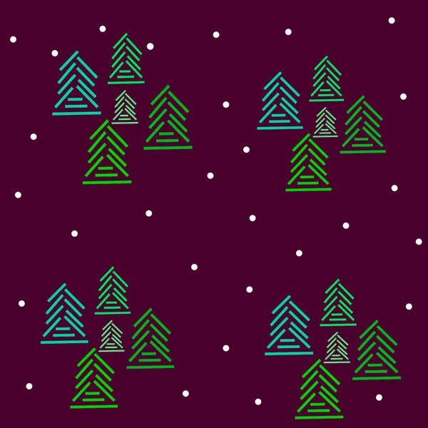 Απρόσκοπτη ζωγραφισμένα στο χέρι σχέδια για τη χριστούγεννα ή το νέο έτος με πεύκο και χιόνι σε μωβ φόντο, πρότυπο για την κλωστοϋφαντουργία, ταπετσαρία, τη συσκευασία και το χαρτί περιτυλίγματος, σχέδιο κάλυψης, διακόσμηση διακοπών — Διανυσματικό Αρχείο