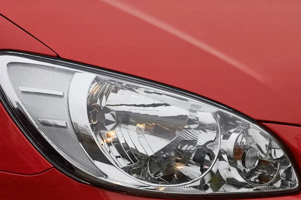 Scheinwerfer Modernes Rotes Auto Nahsicht — Stockfoto