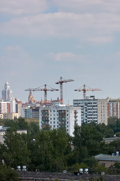 Moscow Cityscape Tower Cranes — Stock Photo, Image