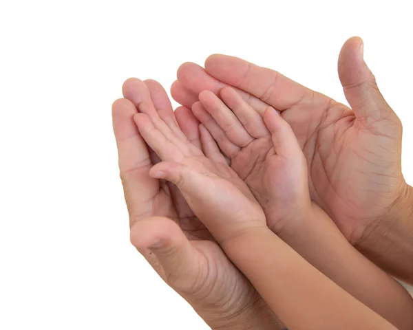 Schutzhand Für Unterstützende Kinder Hand Auf Weißem Hintergrund — Stockfoto