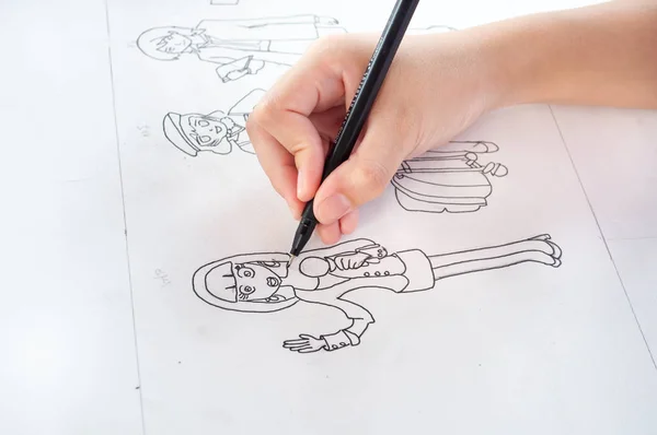 Ręka do rysowania z długopisem — Zdjęcie stockowe