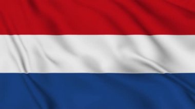 Hollanda bayrağı rüzgarda dalgalanıyor. 3D bayrak kumaş arkaplan animasyonunun yüksek kaliteli bir görüntüsü. 