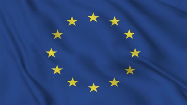 Bandera Unión Europea Ondeando Viento Metraje Alta Calidad Animación Fondo — Vídeos de Stock