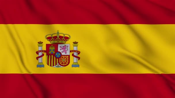 Die Spanische Flagge Weht Wind Eine Hochwertige Hintergrundanimation Aus Flaggengewebe — Stockvideo