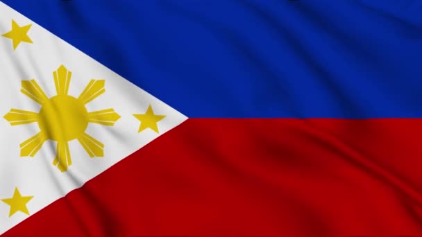 Bandera Filipinas Ondeando Viento Metraje Alta Calidad Animación Fondo Superficie — Vídeos de Stock