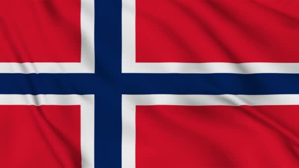 Bandiera Norvegese Sventola Nel Vento Filmato Alta Qualità Animazione Sfondo — Video Stock