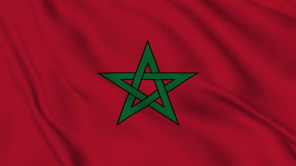 Marokkói Zászló Lengett Szélben Egy Kiváló Minőségű Felvétel Zászló Szövet — Stock videók