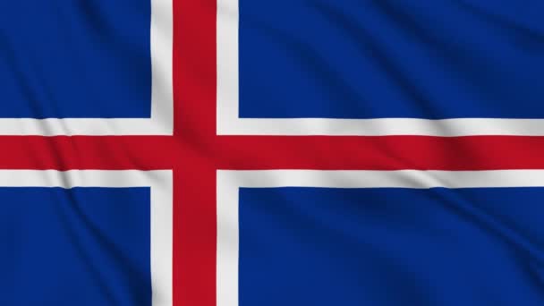 Iceland Flag Waving Wind High Quality Footage Flag Fabric Surface — Stock Video