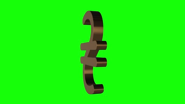 Seamless Looping Animation Gold Ukrainian Hryvnia Symbol Rotating 360 Degree — Stock Video